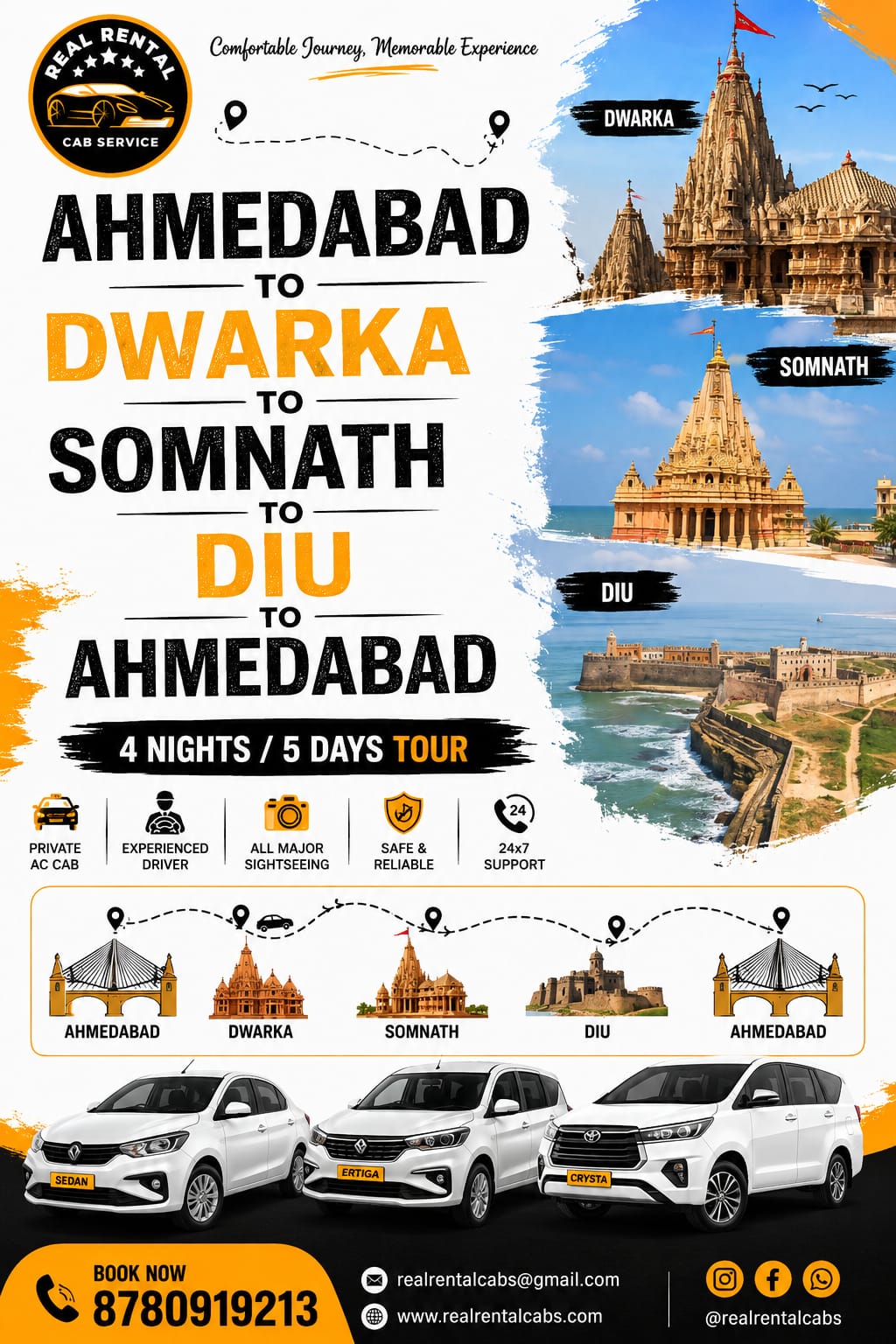 Dwarka & Somnath Taxi Tour Package